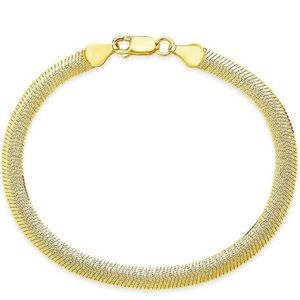 14k Gold plated flat link chain bracelet